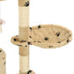 Kissan raapimispuu sisal-pylväillä 138 cm tassunjäljet beige