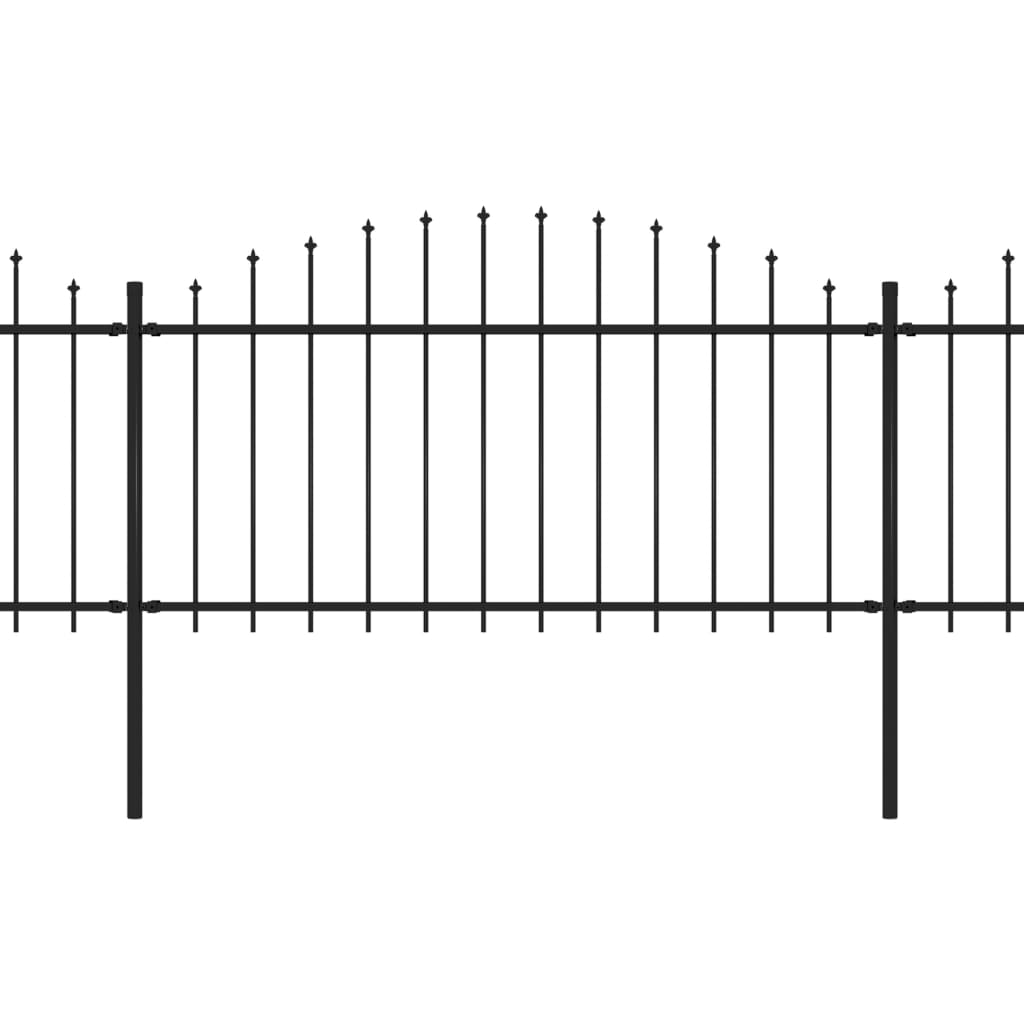 Puutarha-aita keihäskärjillä teräs (1,25-1,5)x6,8 m musta