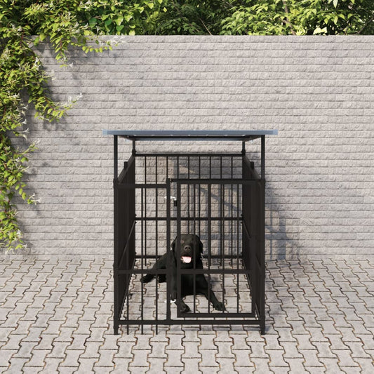 Koiran ulkohäkki katoksella teräs 1,88 m²