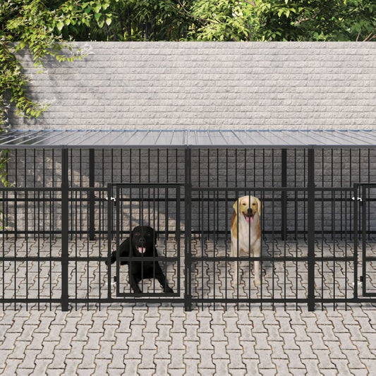 Koiran ulkohäkki katoksella teräs 11,26 m²