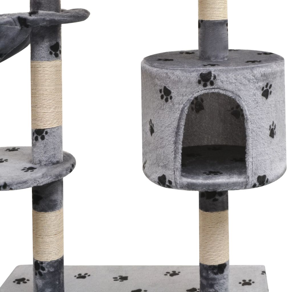 Kissan raapimispuu sisal-pylväillä 125 cm tassunjäljet Harmaa
