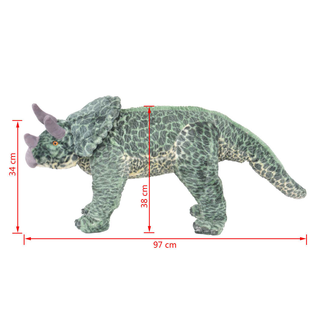 Seisova pehmolelu dinosaurus Triceratops vihreä XXL