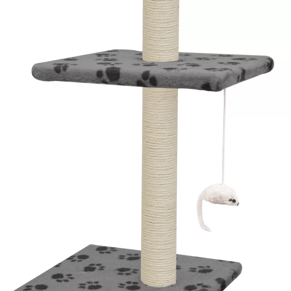 Kissan kiipeilypuu sisal-pylväillä 260cm tassunjäljet harmaa