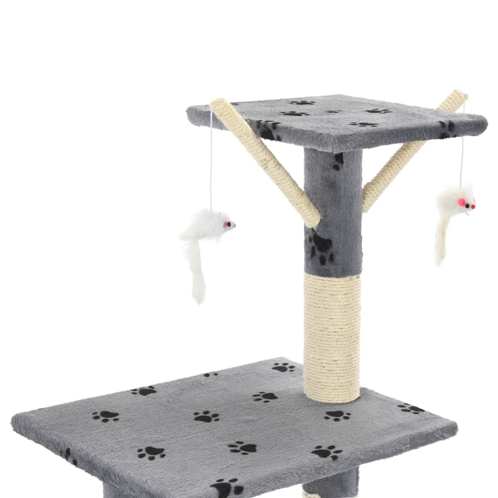 Kissan kiipeilypuu sisal-pylväillä 138 cm tassunjäljet harmaa