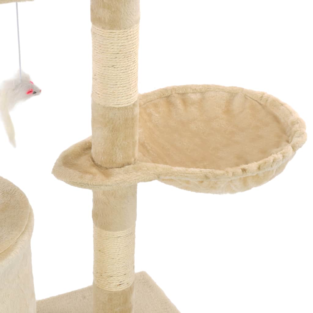 Kissan raapimispuu sisal-pylväillä 138 cm beige