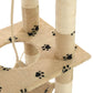 Kissan raapimispuu sisal-pylväillä 140 cm tassunjäljet beige