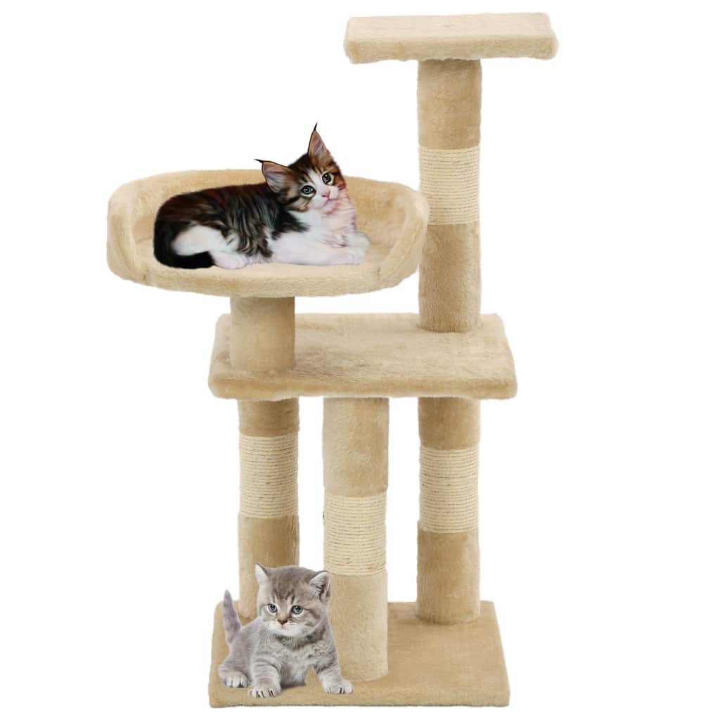 Kissan kiipeilypuu sisal-pylväillä 65 cm beige