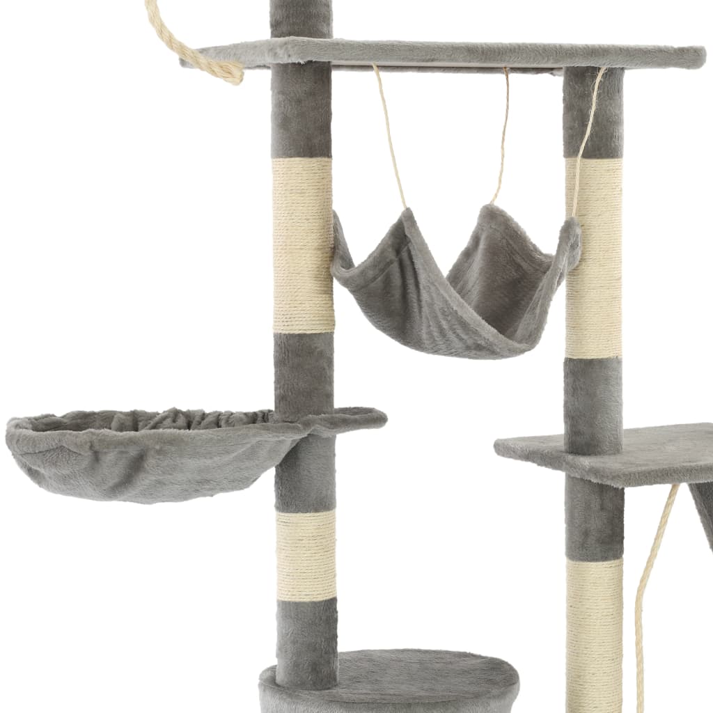 Kissan kiipeilypuu sisal-pylväillä 230-250 cm harmaa