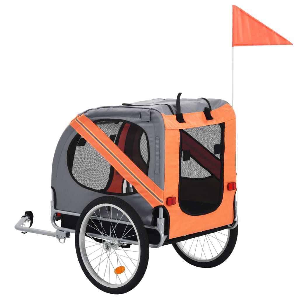 Koirankuljetuskärry polkupyörään oranssi ja harmaa