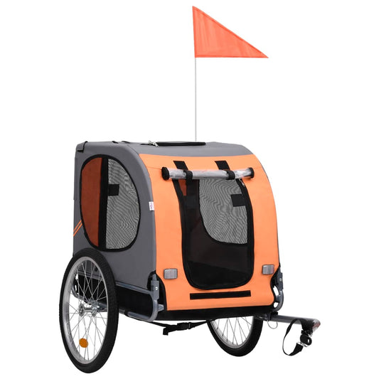 Koirankuljetuskärry polkupyörään oranssi ja harmaa