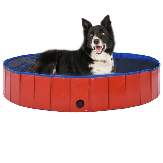 Kokoontaitettava koiran uima-allas punainen 160x30 cm PVC