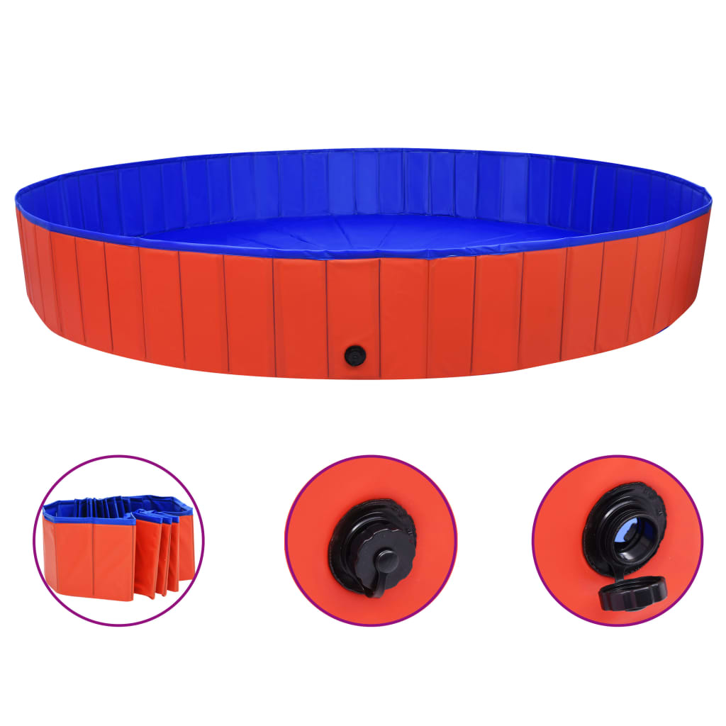 Kokoontaitettava koiran uima-allas punainen 300x40 cm PVC