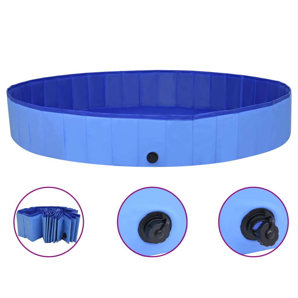 Kokoontaitettava koiran uima-allas sininen 200x30 cm PVC