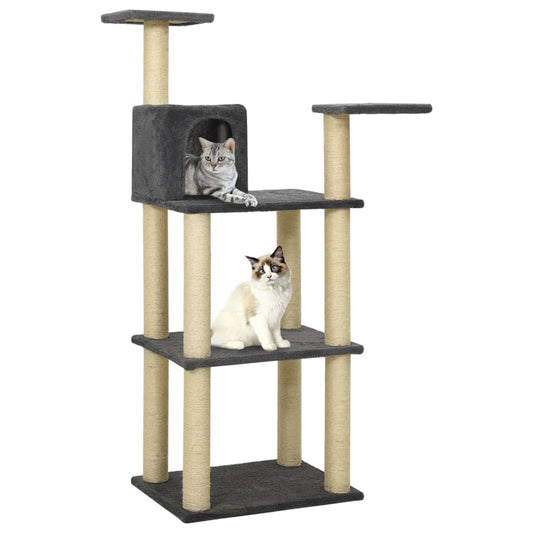 Kissan kiipeilypuu sisal- raapimispylväillä tummanharmaa 119 cm