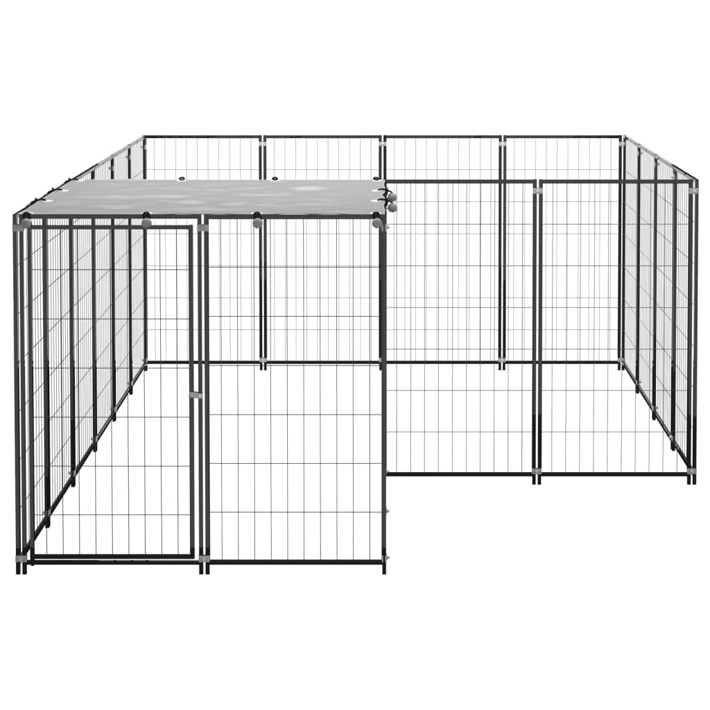 Koiranhäkki musta 6,05 m² teräs