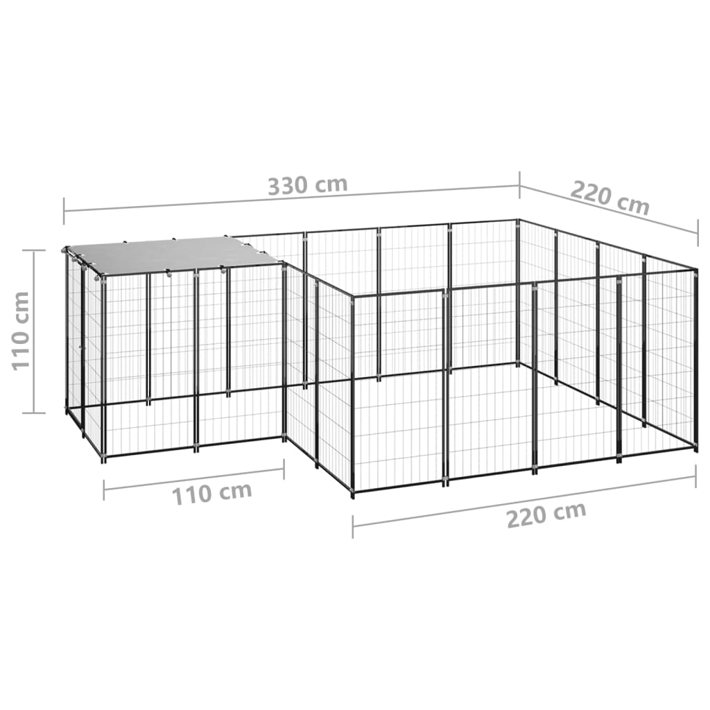 Koiranhäkki musta 6,05 m² teräs