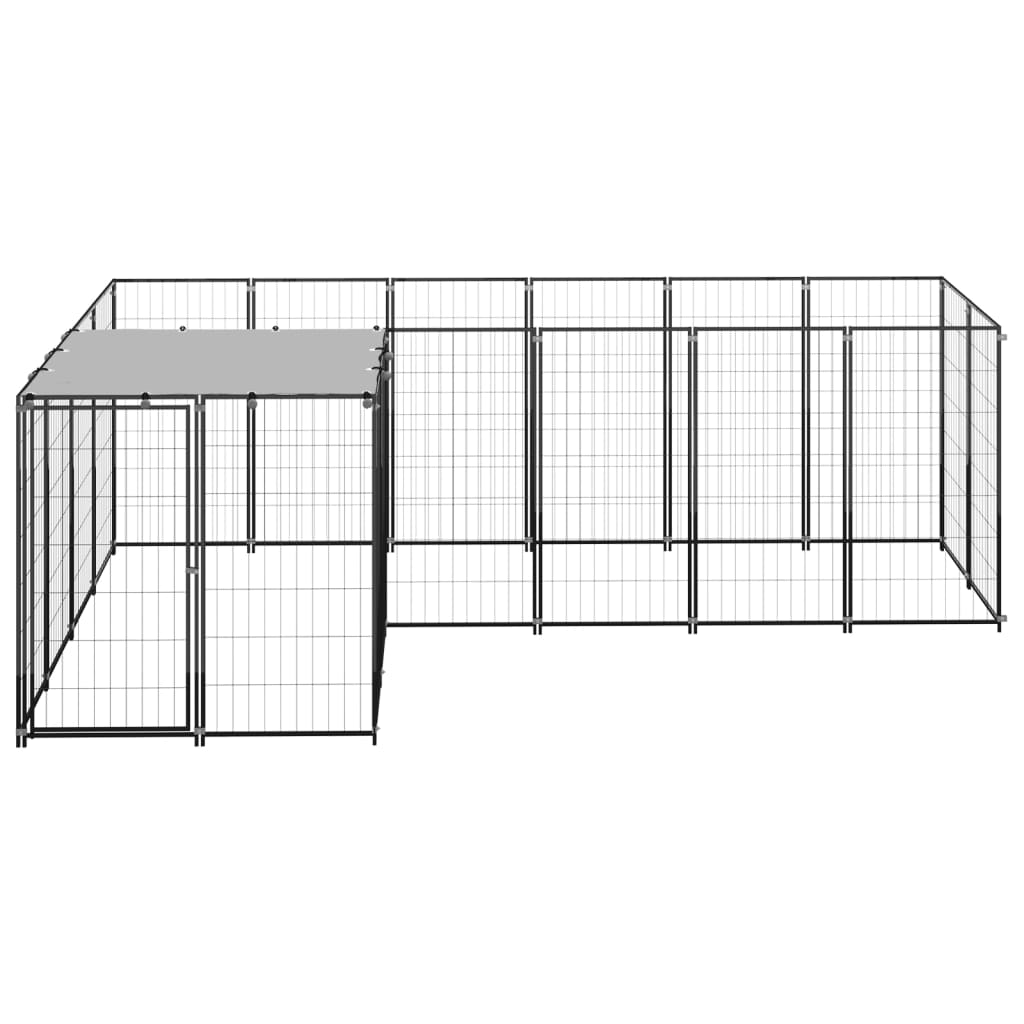 Koiranhäkki musta 4,84 m² teräs