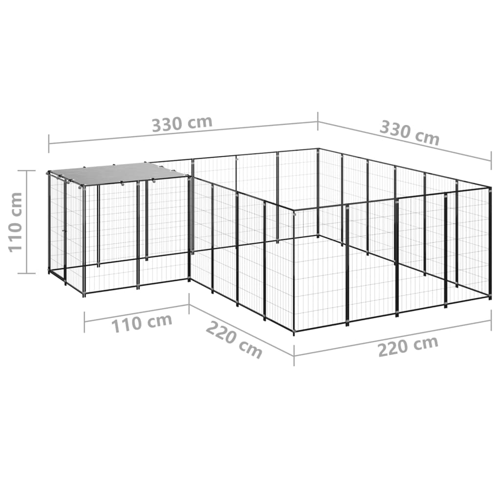 Koiranhäkki musta 8,47 m² teräs