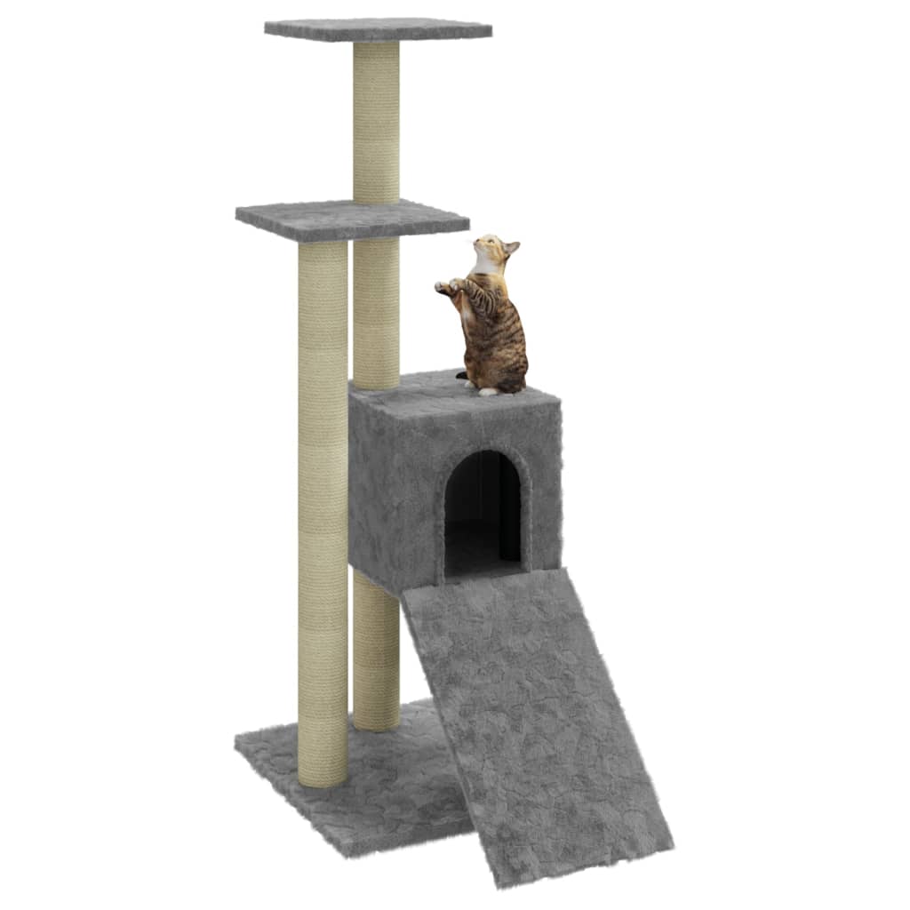 Kissan kiipeilypuu sisal- raapimispylväillä vaaleanharmaa 92 cm